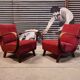 Pair of H 410 armchairs by Jindřich Halabala for Up Zavody