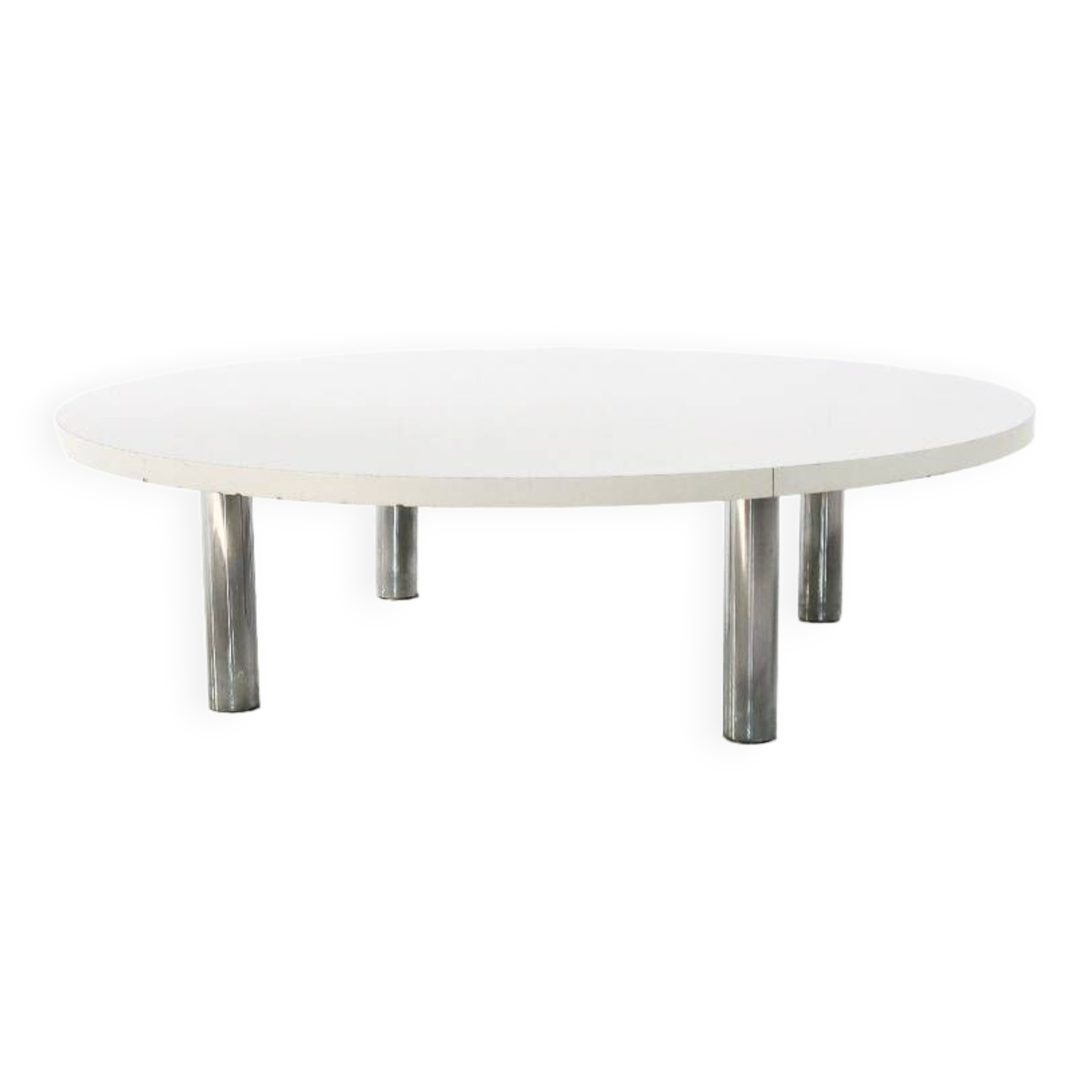 Table basse chromée et bois 1970