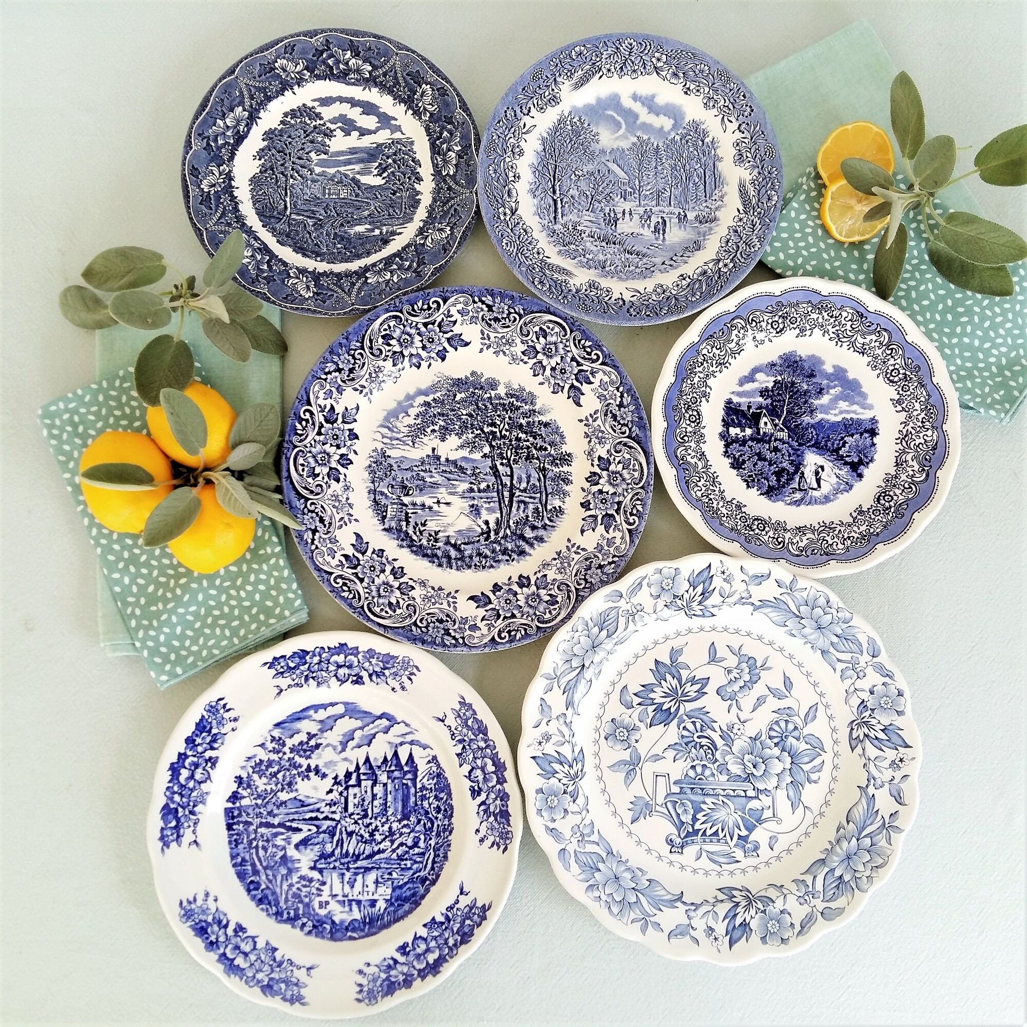 Lot de 6 assiettes de transfert