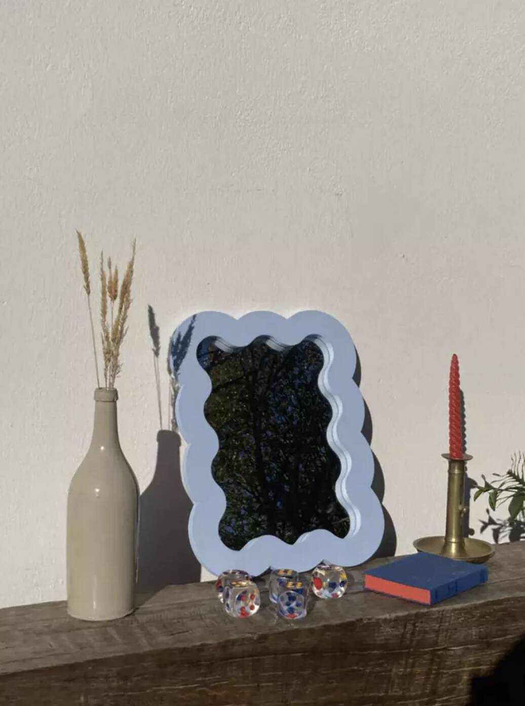 Miroir nuage en bois ondulé