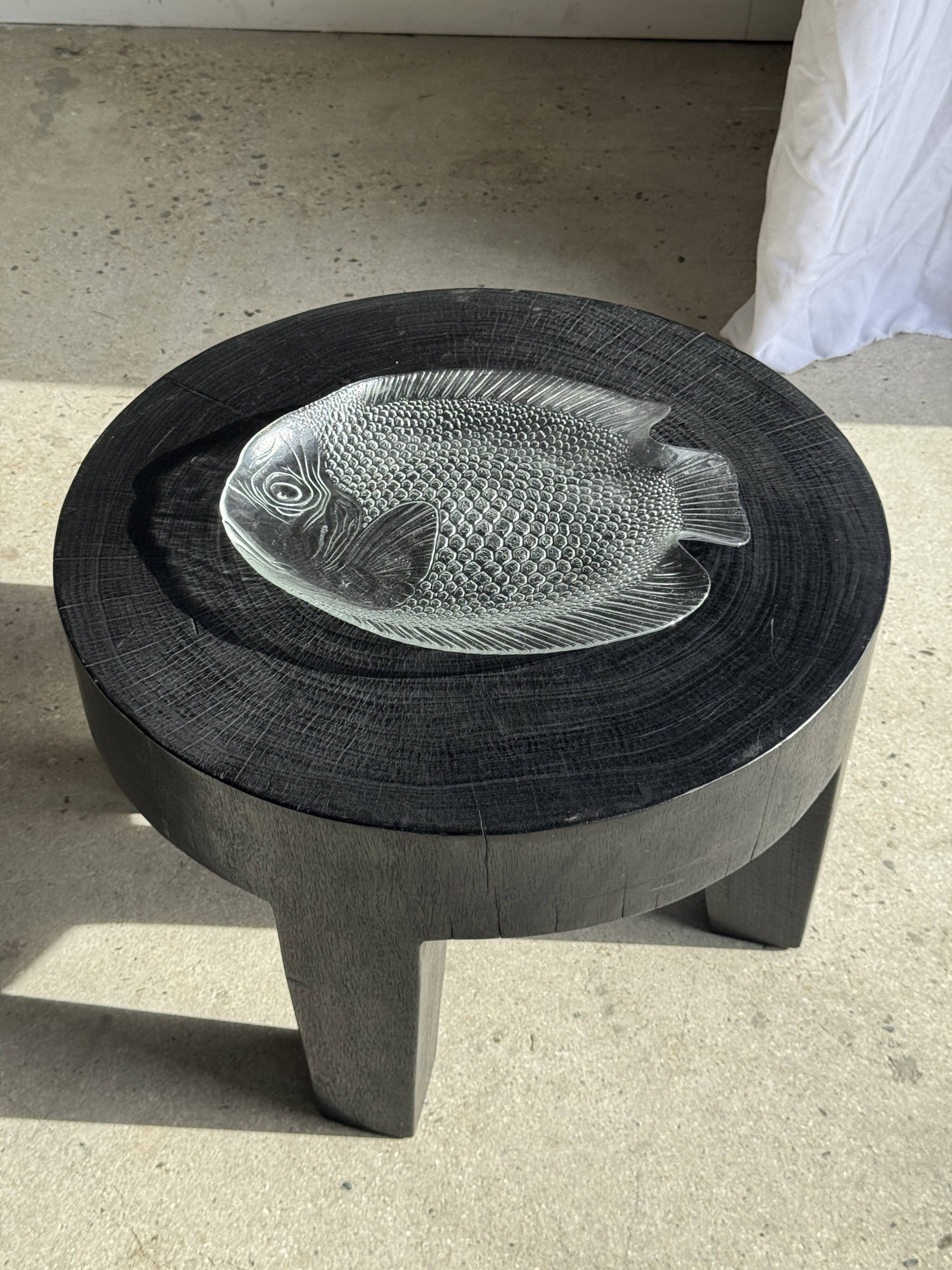 Large fish plate transparent glass Arcoroc vintage L38.5