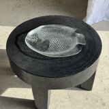 Large fish plate transparent glass Arcoroc vintage L38.5