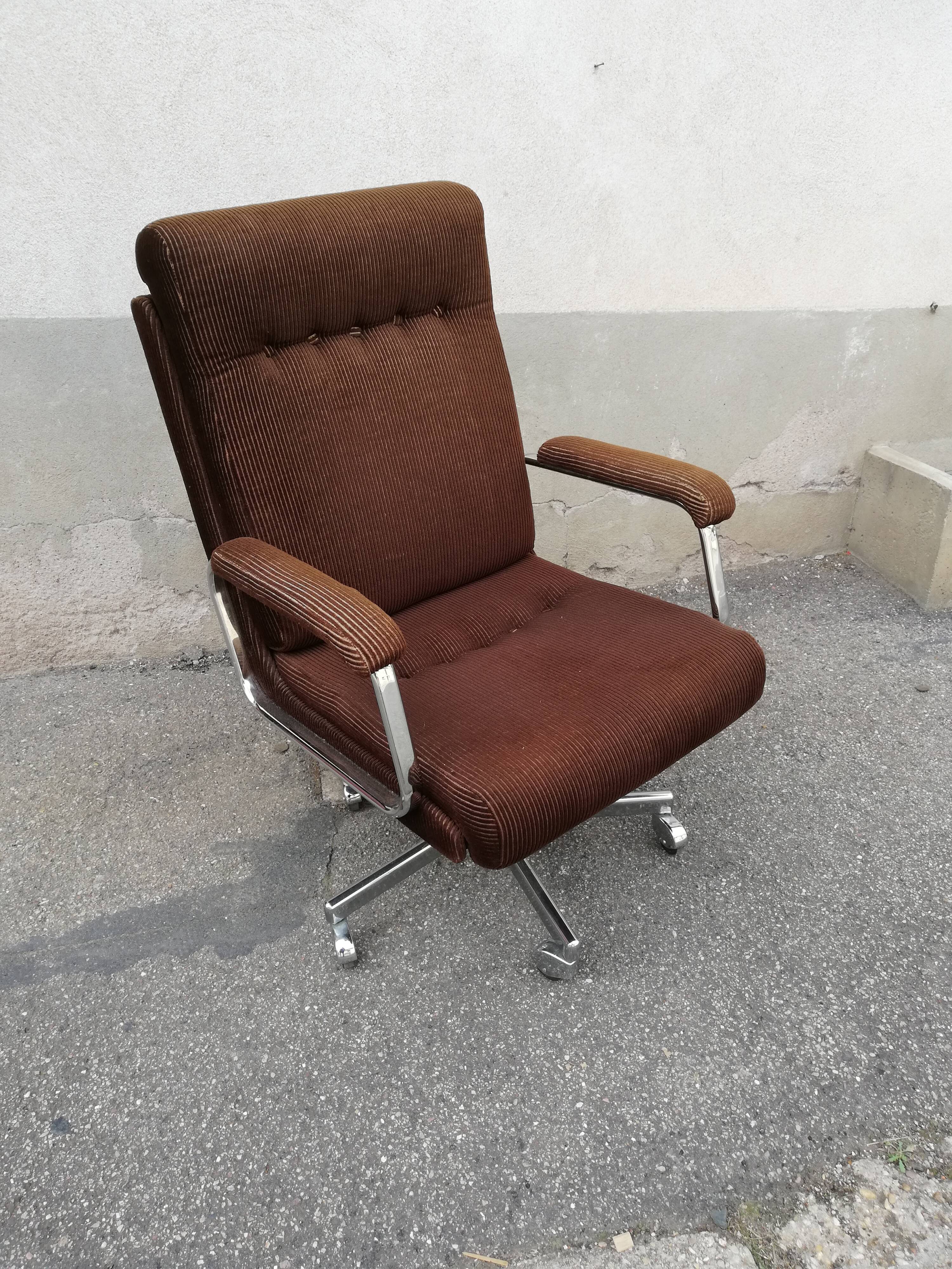 Fauteuil  vintage tissu marron