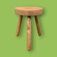 Antique solid wood tripod stool - 1960s