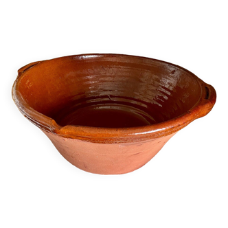 Jatte poterie not en terre cuite émaillée marron