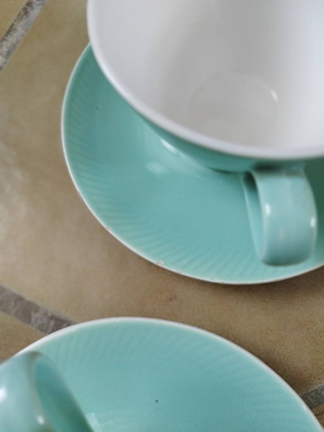 4 large old Fenal Badonviller water green cups
