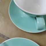 4 grande tasses anciennes Fenal Badonviller vert d'eau