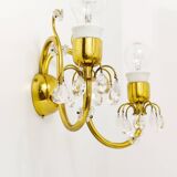 Lobmeyr Vienna Belle large wall sconce in brass and crystal, Austria, 1950s