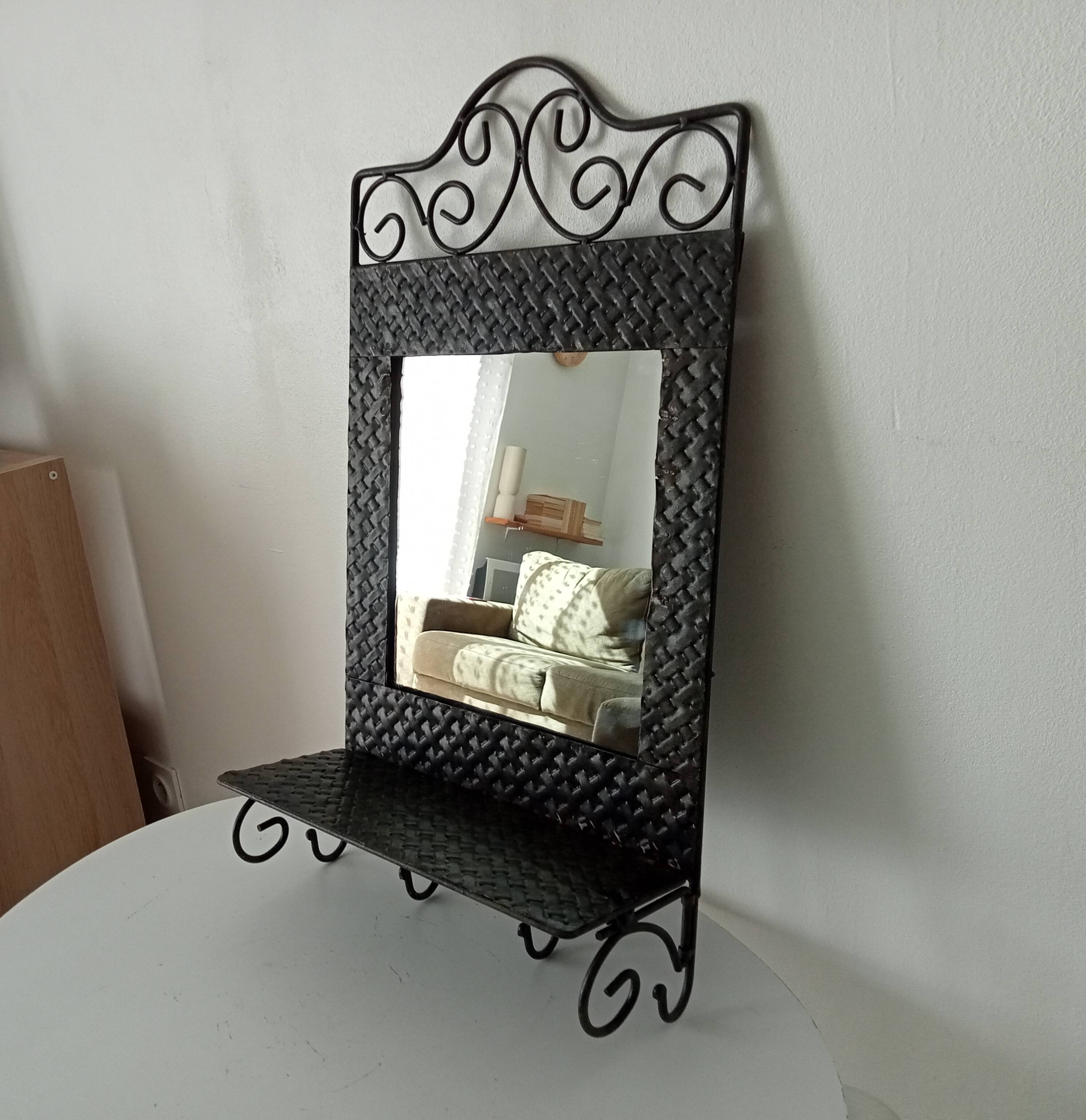 Vintage wrought iron tablet mirror