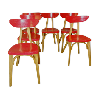 Lot de 6 chaises bistrot vintage 1955 " banane"