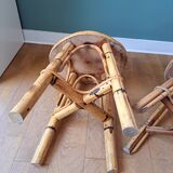 Pair of spiral rattan stools
