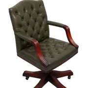 Chesterfield Green tufted Leather desk chair by Wade England 1960s