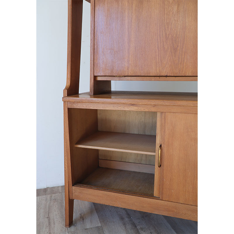 Bibliothèque avec secrétaire vintage en bois 1950
