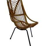 Tripod Rattan easy chair by Dirk van Sliedregt Rohe Noordwolde 1960 in the Netherlands