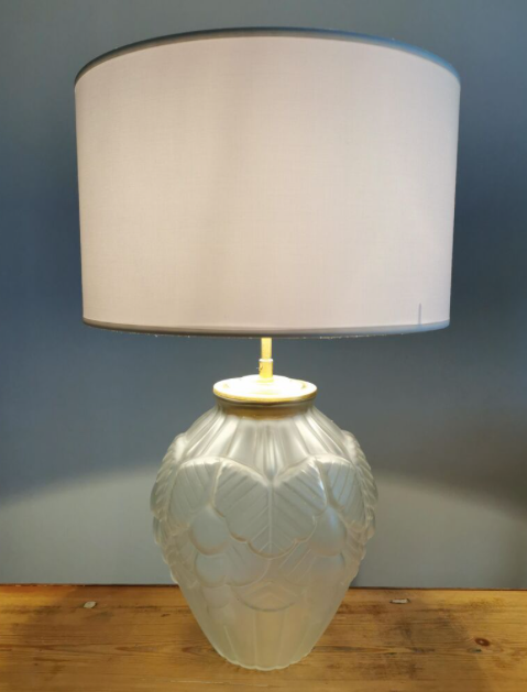 Pair of polished glass art deco lamp