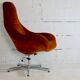 Space age chair, fiberglass, orange velvet, circa 1970s