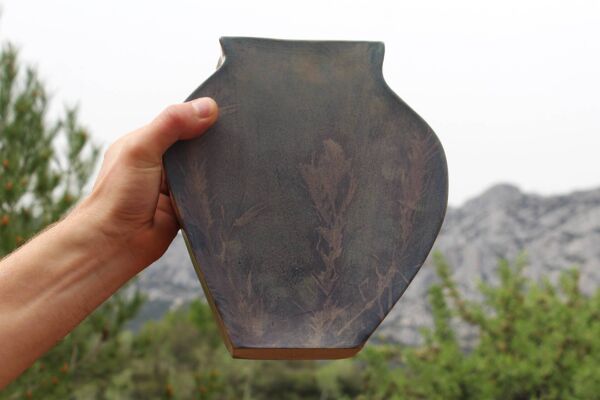Vase décorative céramique et cyanotype