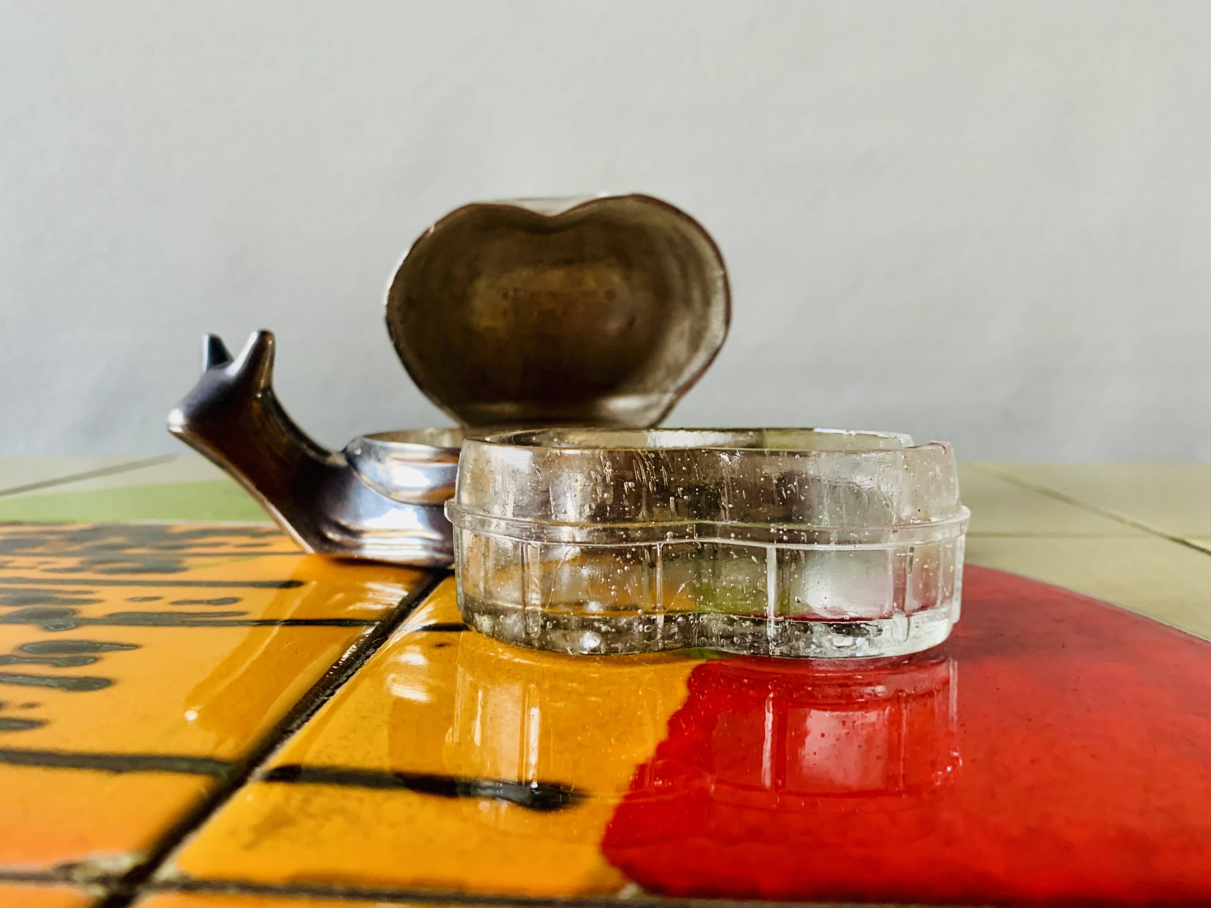 Vintage snail-shaped butter dish - zinc and silver metal - EP Zinc Alloy