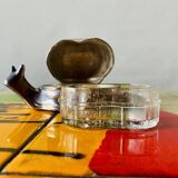 Vintage snail-shaped butter dish - zinc and silver metal - EP Zinc Alloy