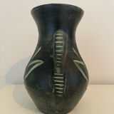 Dark green sandstone vase with handles
