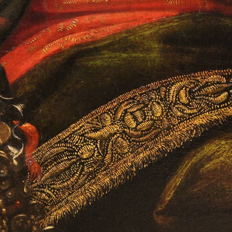 Ancient Italian painting from the 17th century, allegory of magnificence