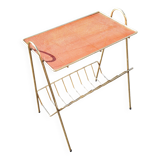 Perforated sheet metal magazine rack in the style of Mathieu Mategot, 1950s