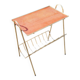 Perforated sheet metal magazine rack in the style of Mathieu Mategot, 1950s