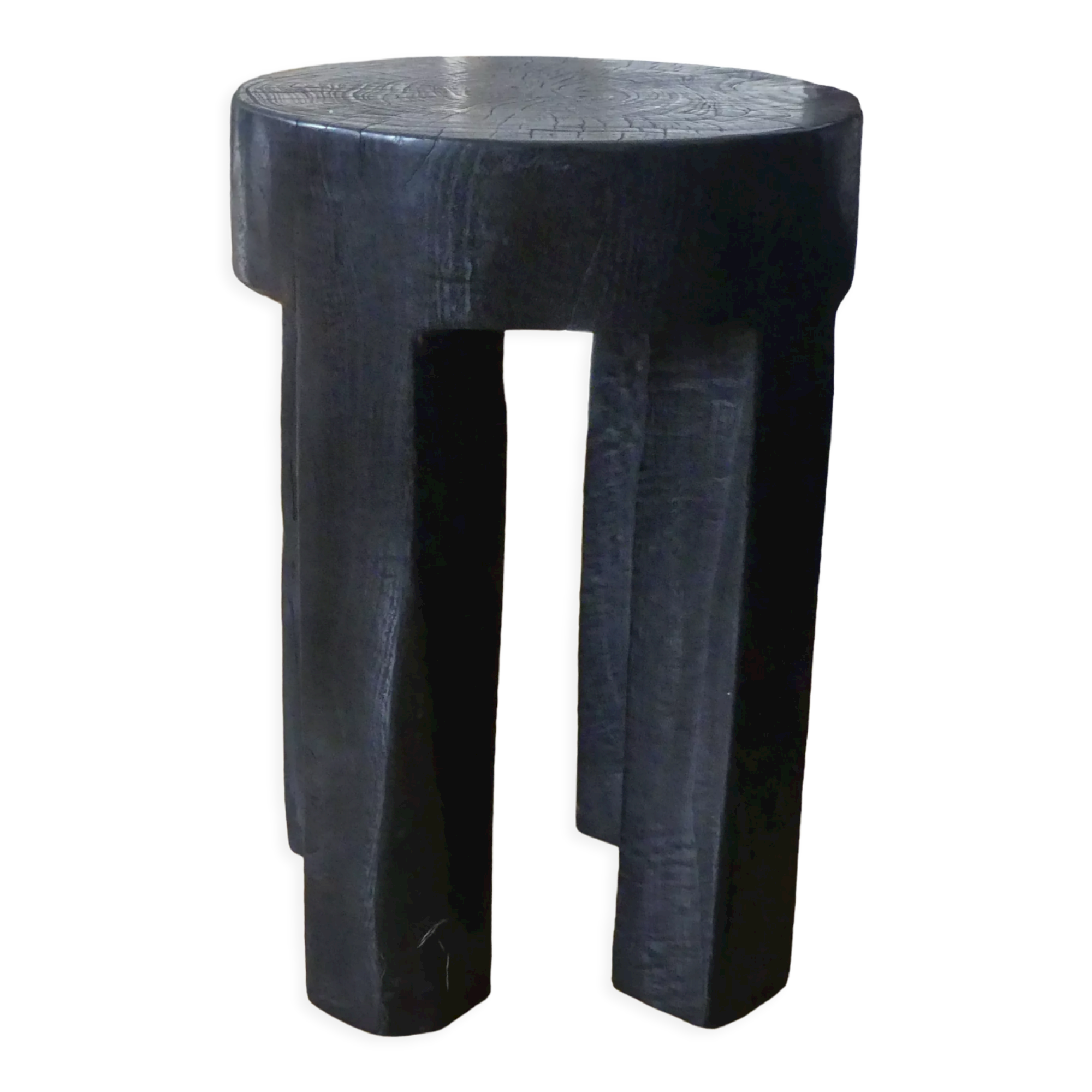 Black burnt teak stool