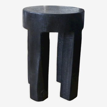 Black burnt teak stool