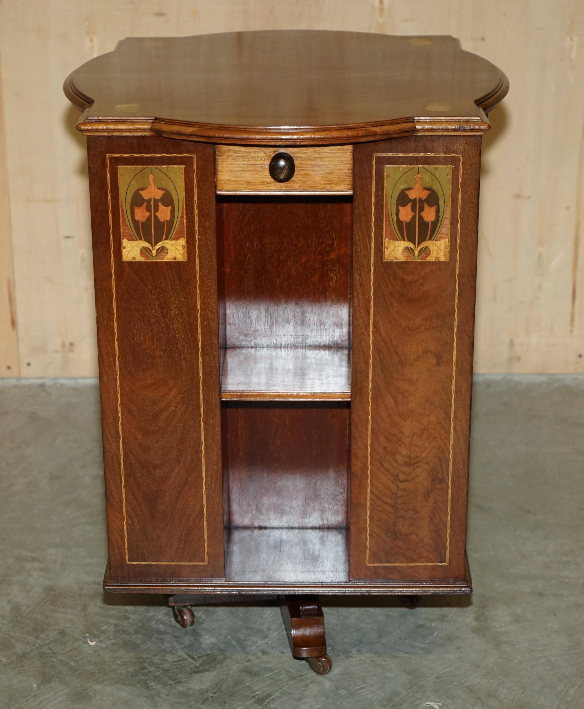 Art Nouveau Antique Rotating Library Table Liberty Style