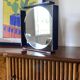 Mid-century teak table / wall mirror / vanity, Italy 1960s