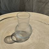 Ribbed glass ball vase