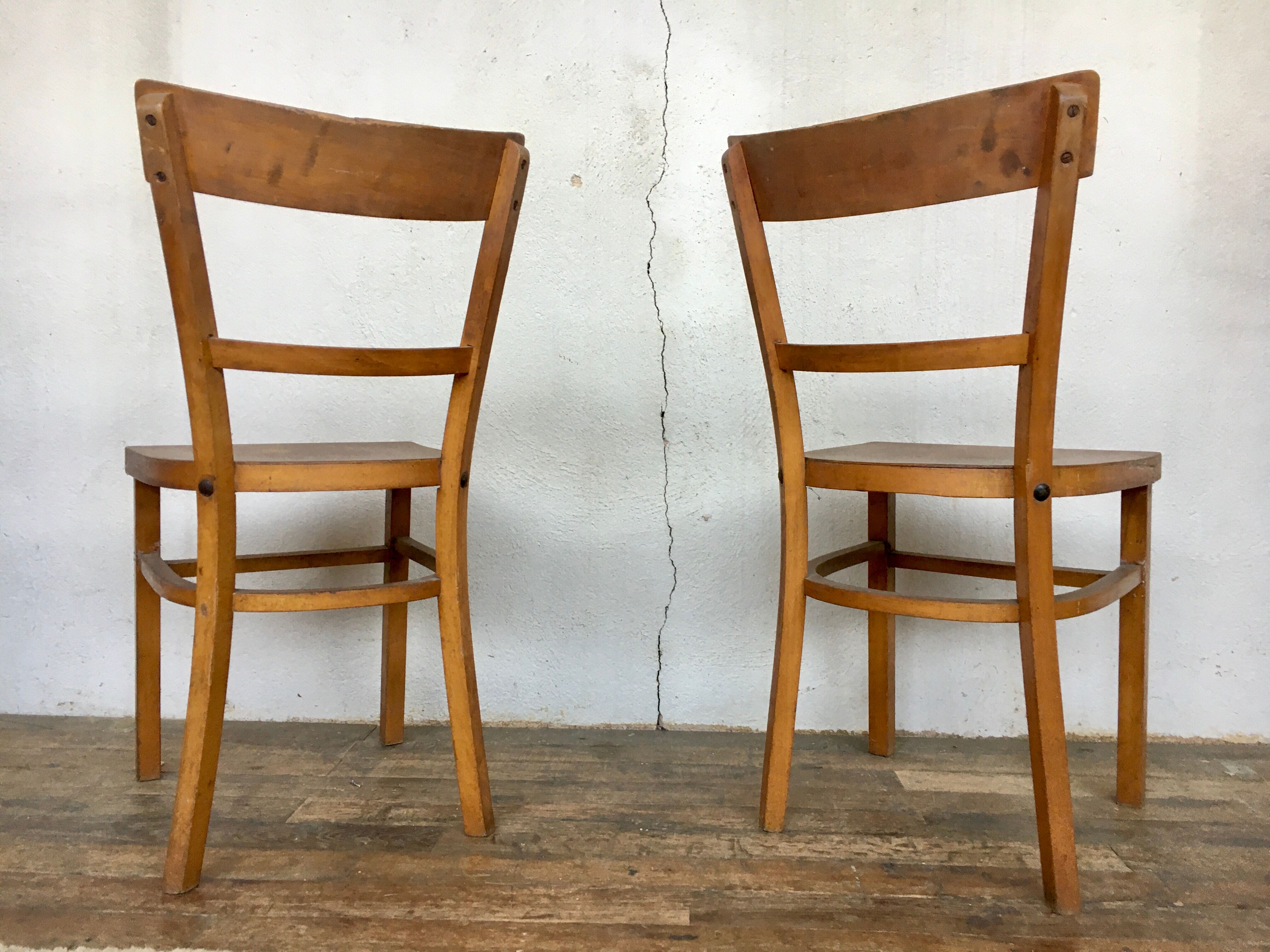Paire de chaises bistrot troquet Fischel 1950