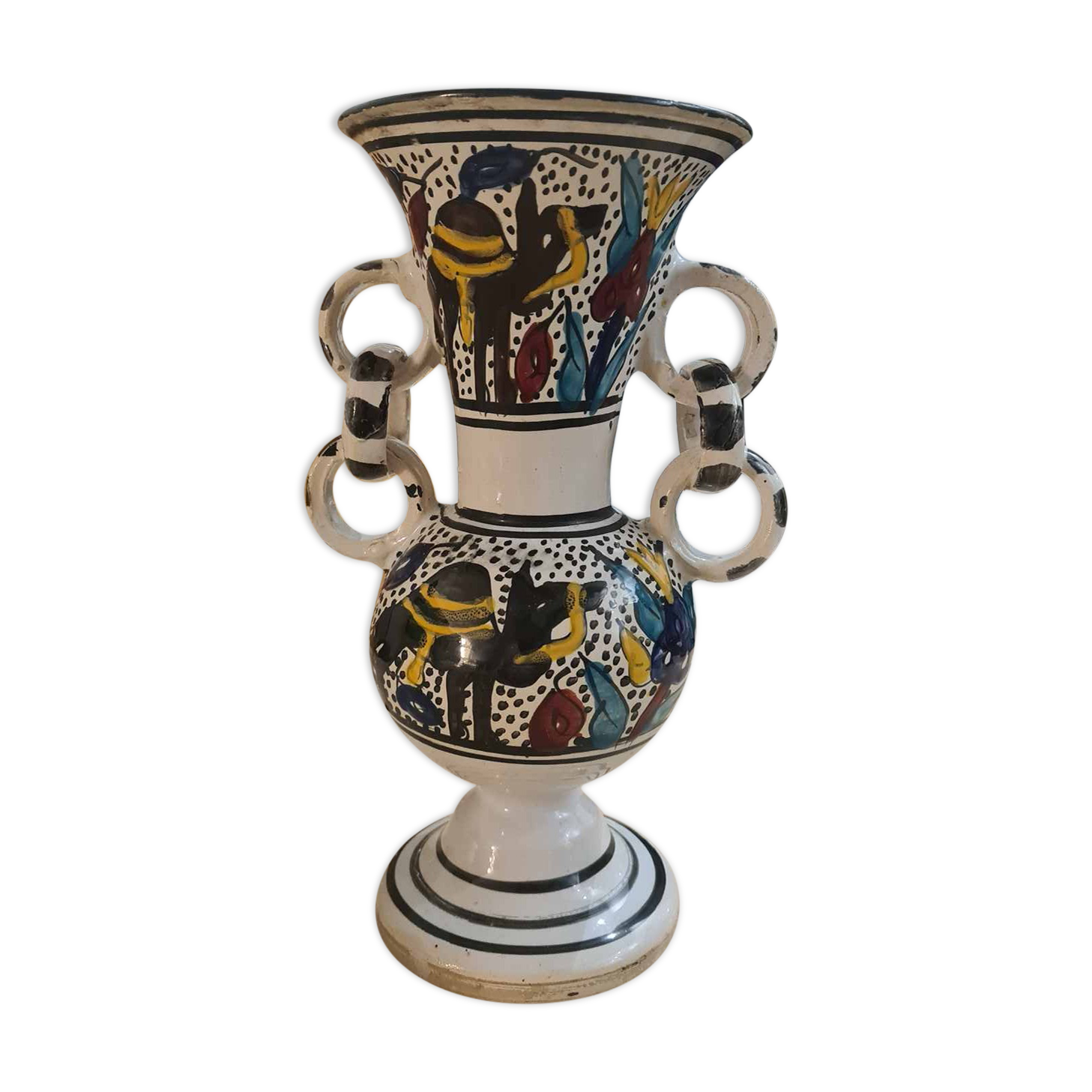 Artisanal vase in glazed ceramic, vintage 50s