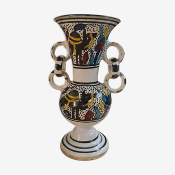 Vase artisanal en céramique émaillée, vintage années 50