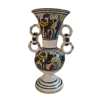Vase artisanal en céramique émaillée, vintage années 50