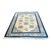 Large Chinese wool rug 200 x 310 cm — Blue & beige (Beijing style)