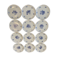 Set of 12 dessert plates blue flowers porcelain Aquitaine
