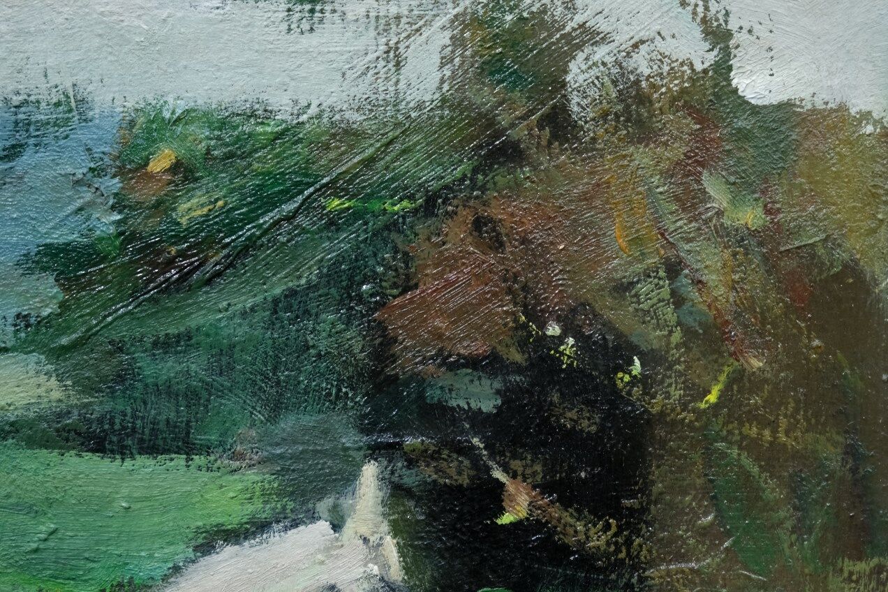 Peinture moderne suédoise 1973 huile sur panneau Ove Olson (1903-1975)