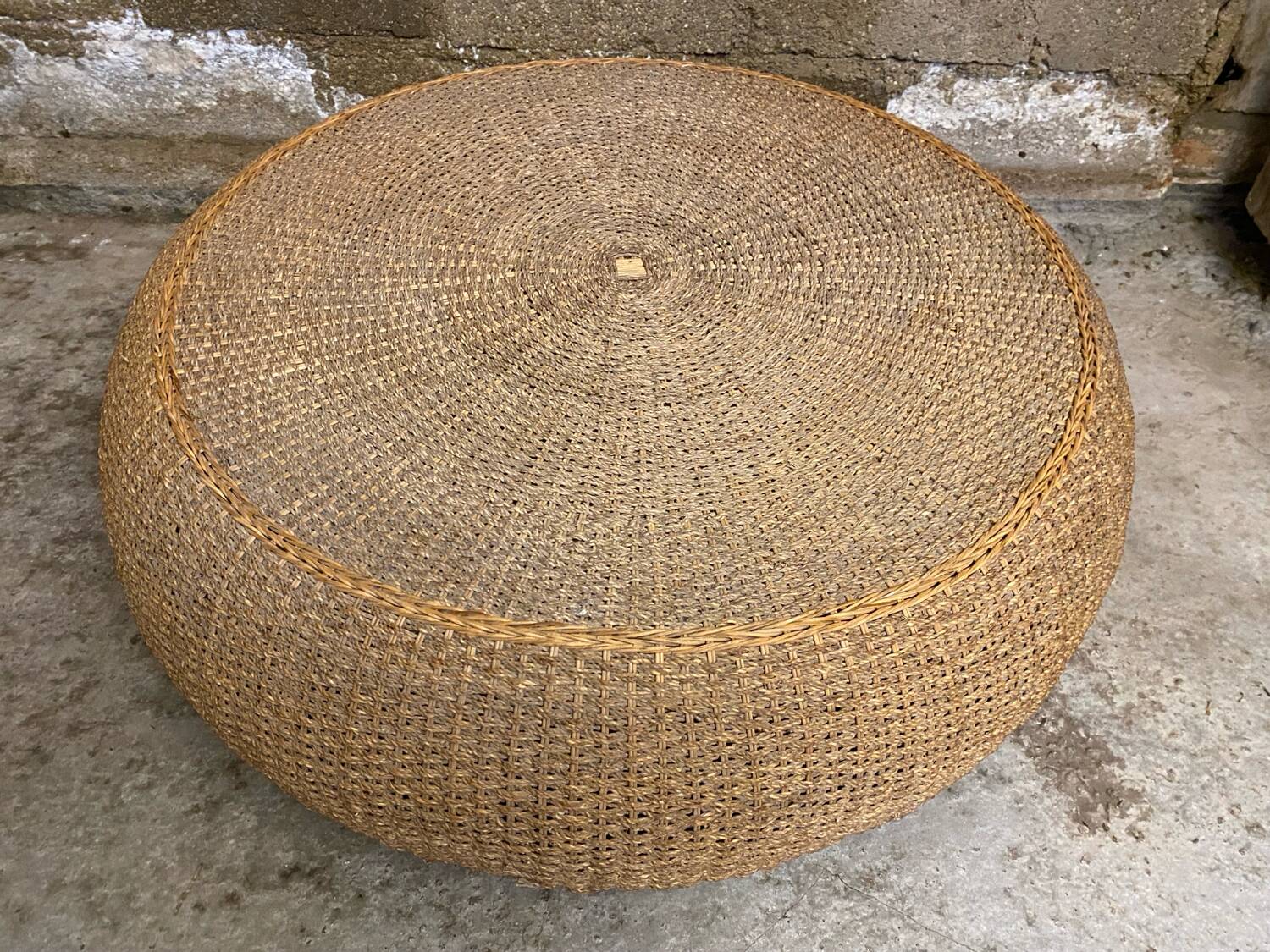 Vintage 1970s braided rope coffee table