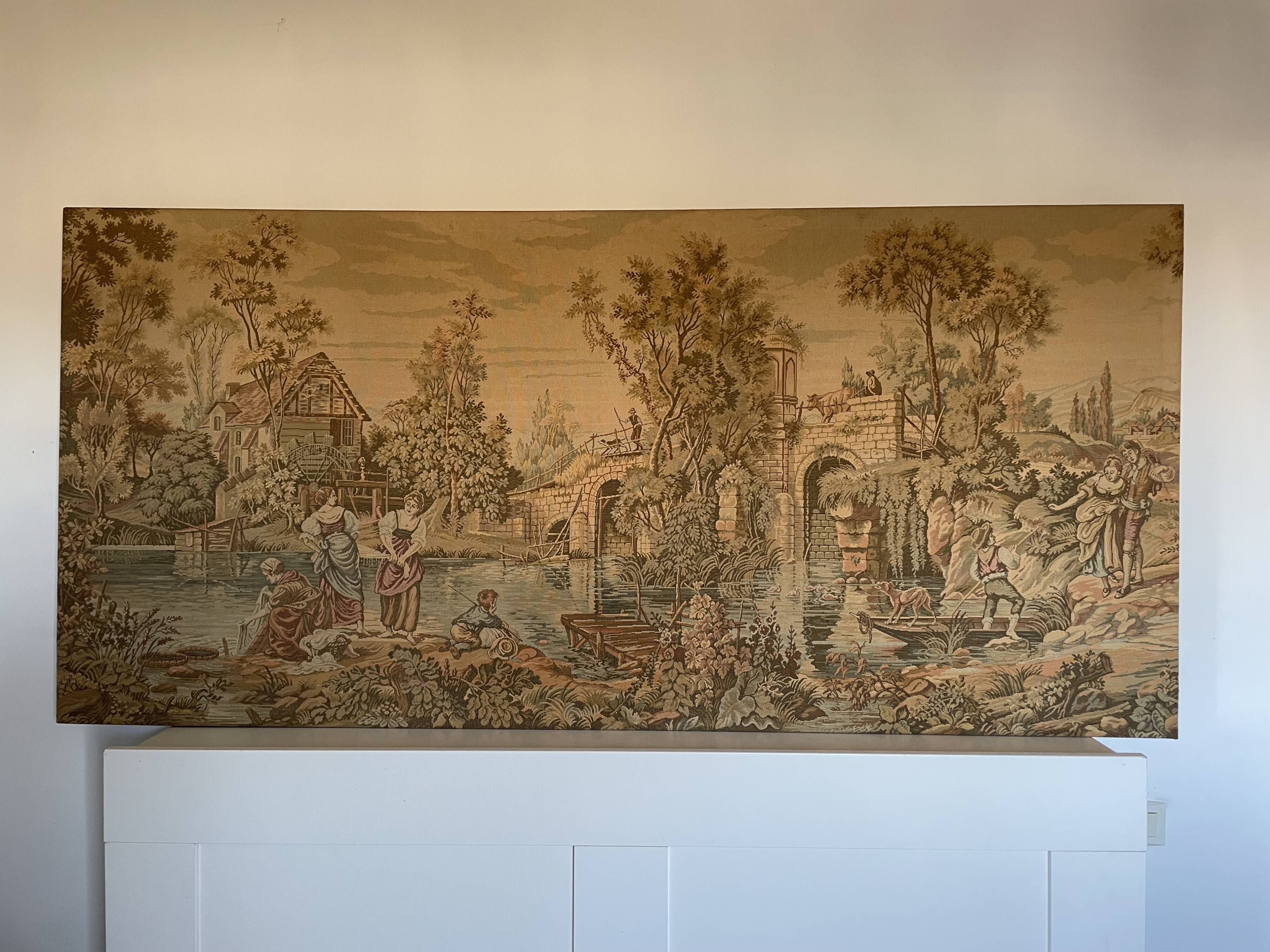 French Tapestry Panoramic Early 20th Century