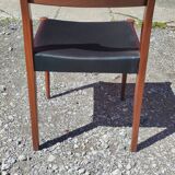 Scandinavian-style teak and black skai chair
