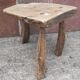 Brutalist coffee table in solid wood, tripod. (Popular art)