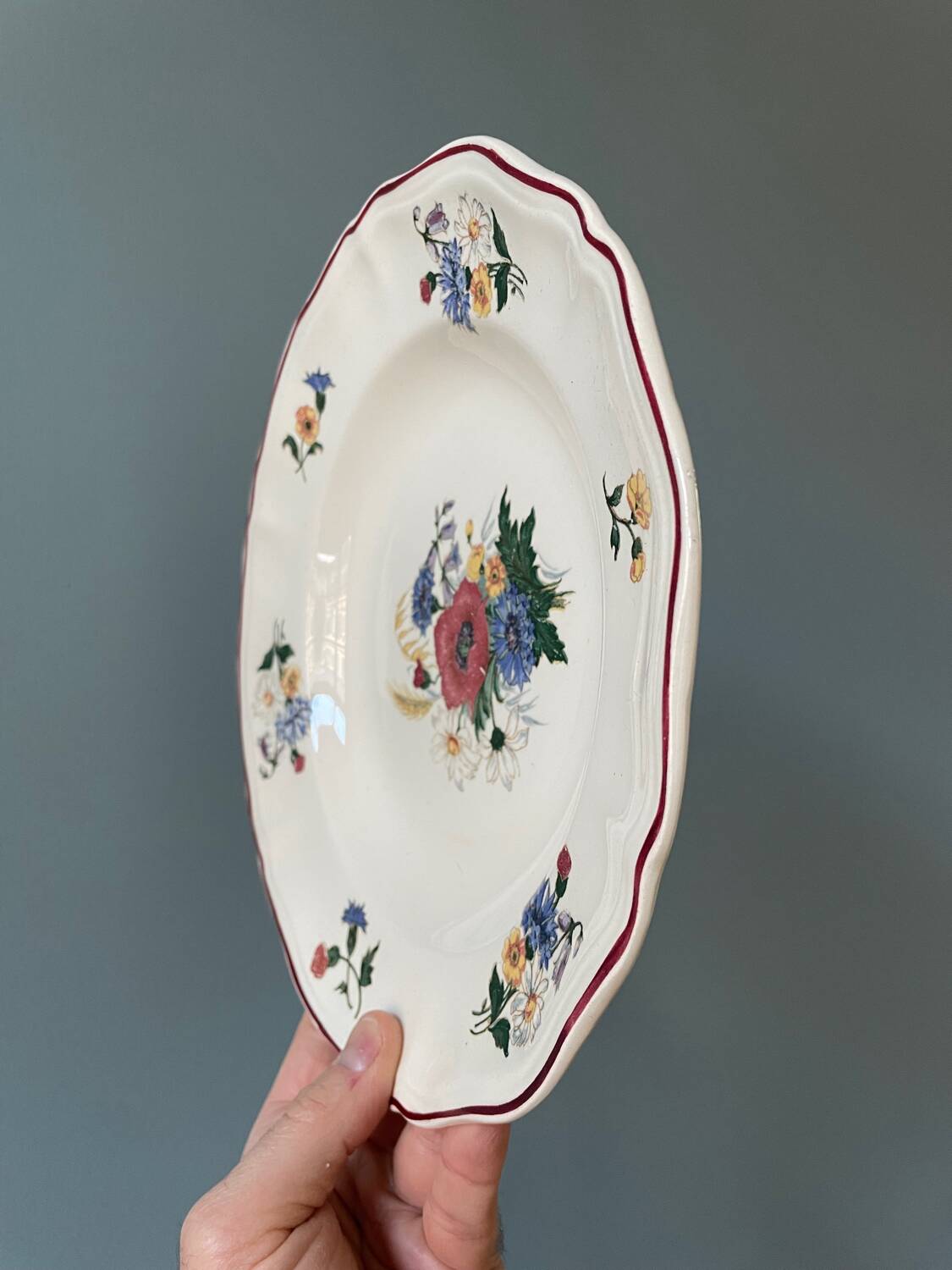 Series of 12 Sarreguemines France soup plates, Agreste collection