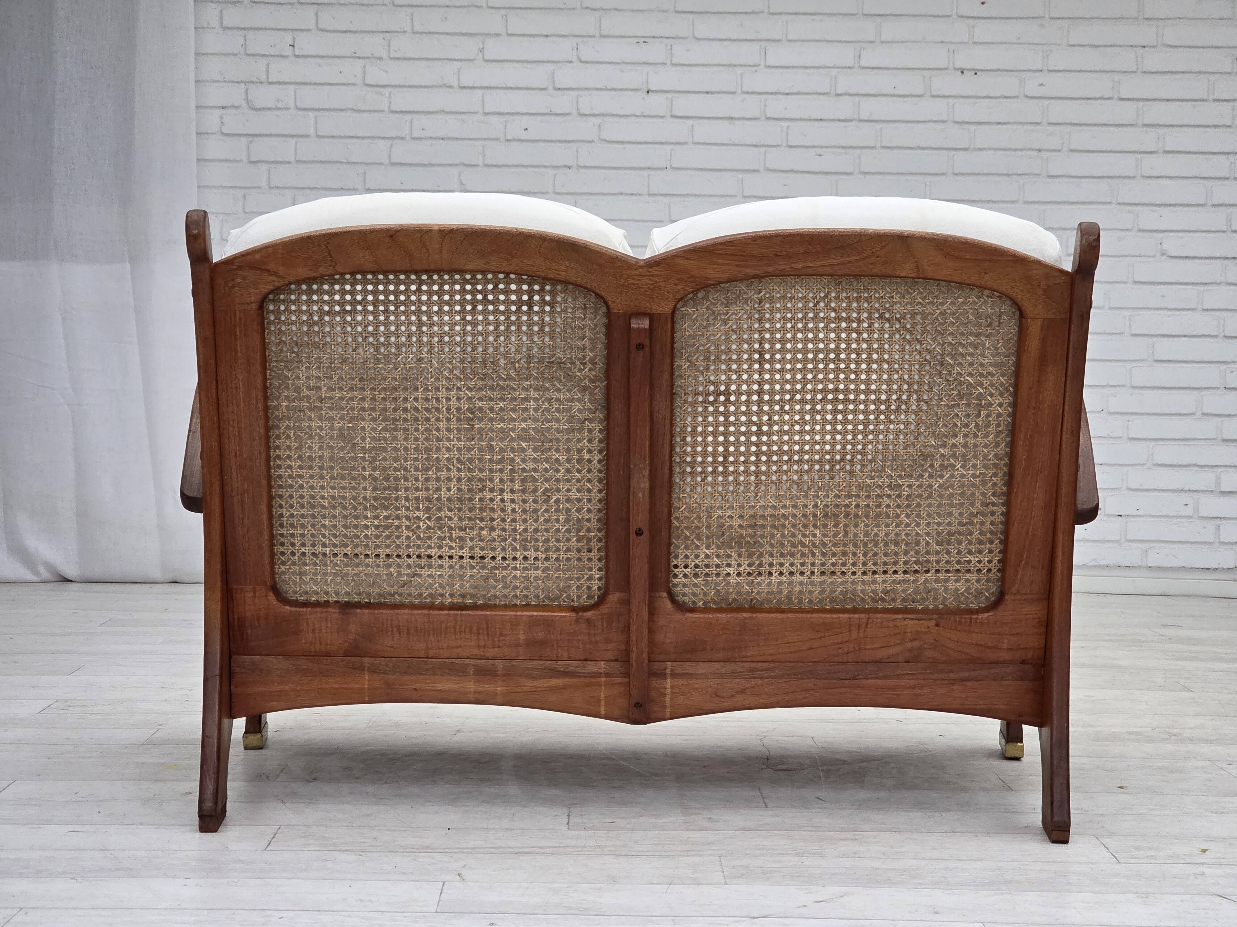 1970s, Danish 2-seater sofa by Klaus Wettergren, cotton fabric, teak wood.