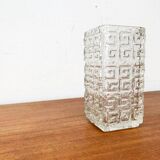 Large Finnish glass block vase from the mid-century by Tamara Aladin for Riihimäki, 1960s.