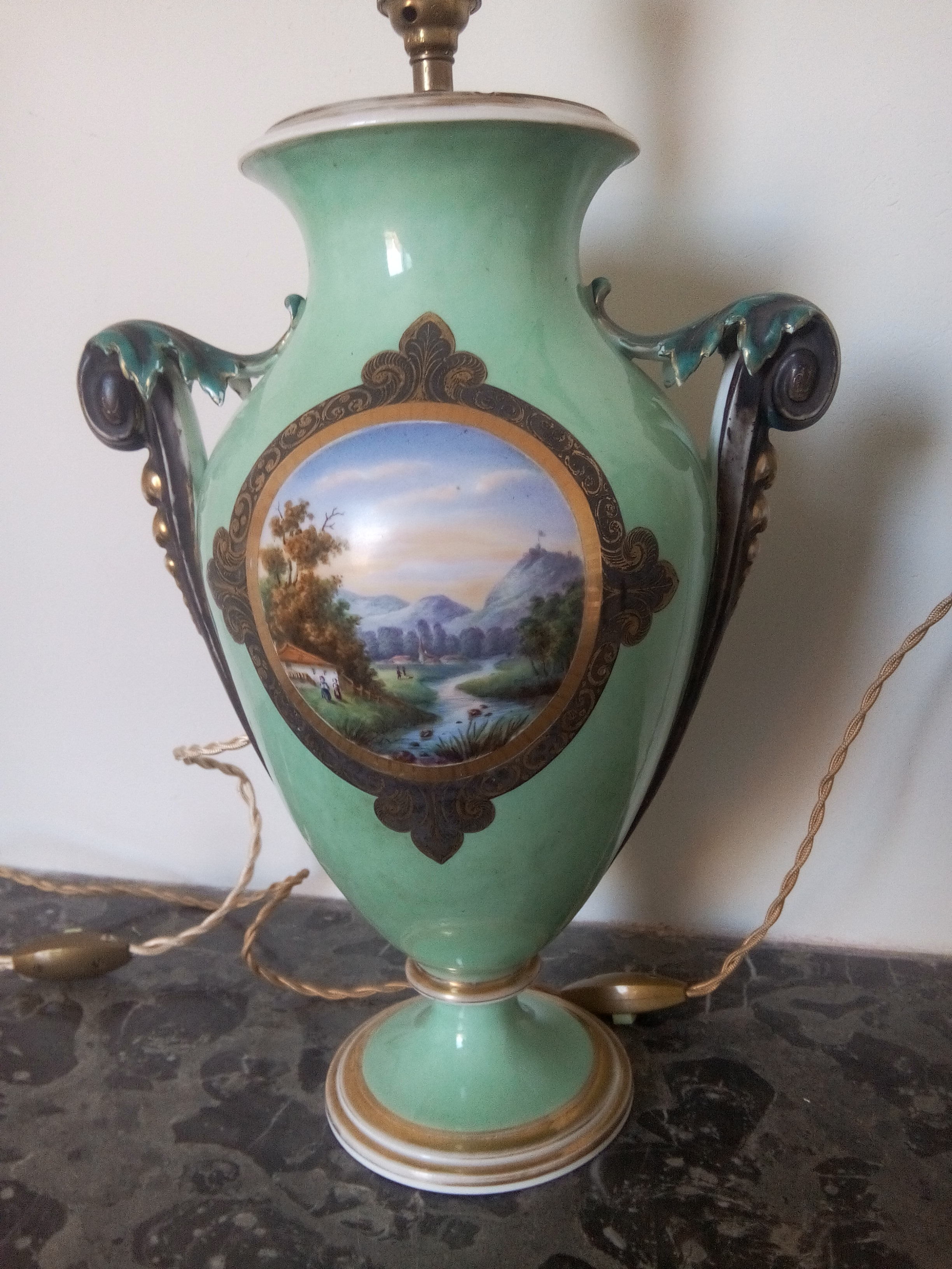 Pair of legs of porcelain lamps from Paris