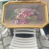 Still life painting, bouquet of flowers, oil on wood by Lillie Honnorat