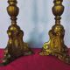 Paire de pique-cierges, bougeoirs XIXème en bronze et laiton