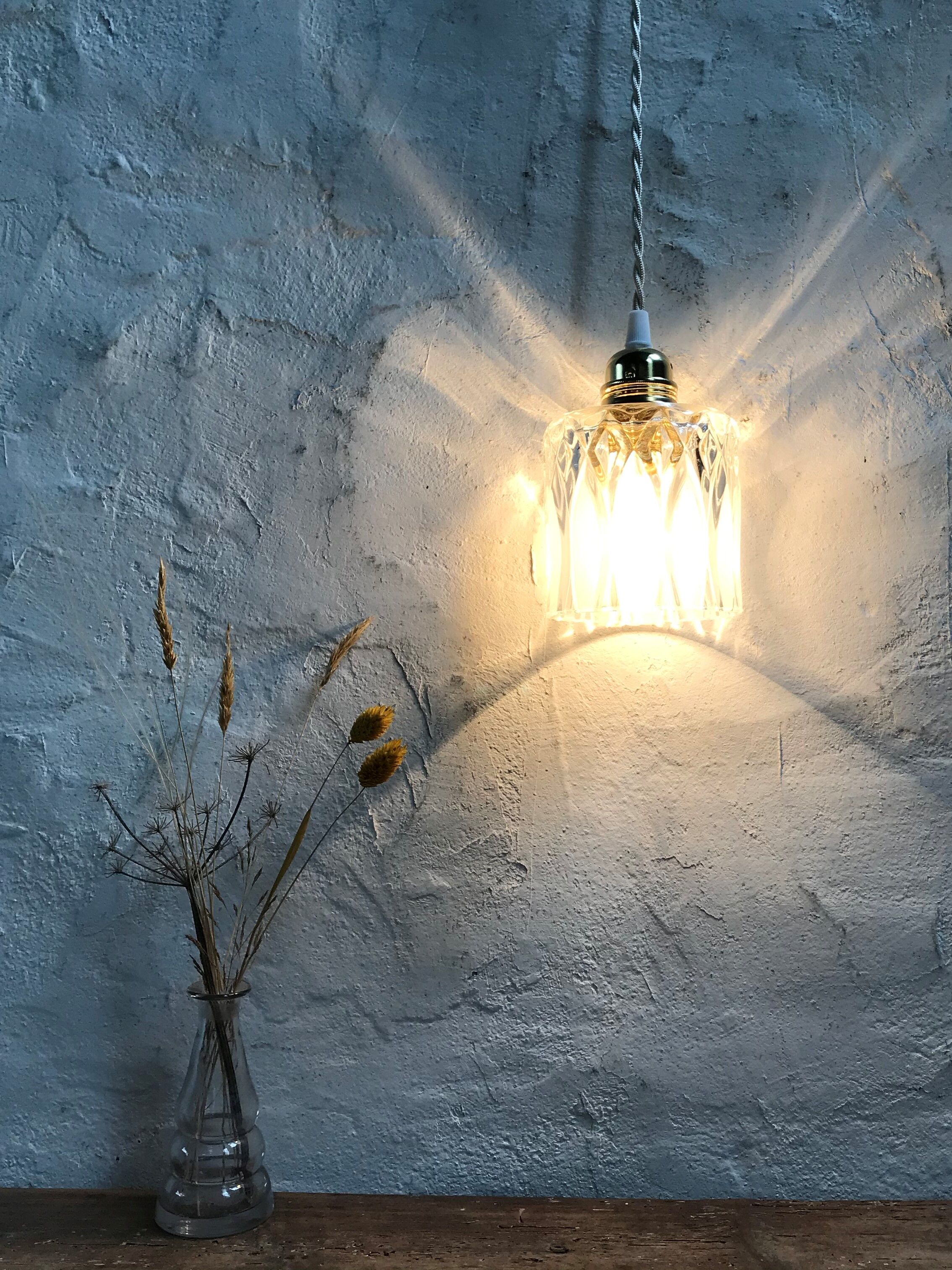 Vintage glass hand lamp